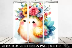 Cartoon Chicken with Flower Crown 20 Oz Tumbler Product Image 2