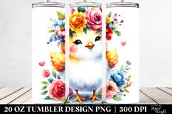 Cartoon Chicken with Flower Crown 20 Oz Tumbler Product Image 2