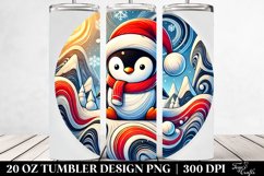 Colorful Penguins with Santa 20 Oz Tumbler, High-Res Product Image 2