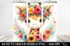Giraffe Cartoon-Style Flower Crown | 20 oz Tumbler Product Image 2