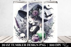 Washed Watercolor, Gothic Smiling Witch | 20 oz Tumbler Product Image 2
