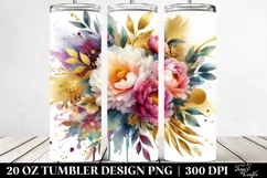 Vibrant Gold Foil Bouquet with Peonies | 20 oz Tumbler Product Image 2