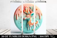 Vibrant Pastel 3D Christmas Deer | 20 oz Tumbler Product Image 2