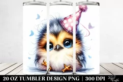 Cute Baby Bird with Party Hat, Watercolor Image | 20 oz Product Image 2