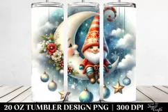 Vibrant Christmas Gnomes on Moon, Digital Painting | 20 oz Product Image 2