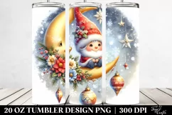 cute Christmas Gnomes Sitting on Moon 20 oz Tumbler Product Image 2