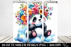 Cartoon Panda with Flower Crown 20 Oz Tumbler Product Image 2