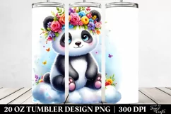 Cartoon Panda with Flower Crown 20 Oz Tumbler Product Image 2