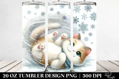 Whimsical Cat in Snow Clipart 20 Oz Tumbler Product Image 2
