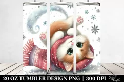Whimsical Cat in Snow Clipart 20 Oz Tumbler Product Image 2