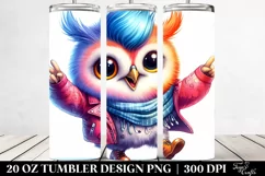 a Vibrant Baby Owl Dancing for Winter | 20 oz Tumbler Product Image 2
