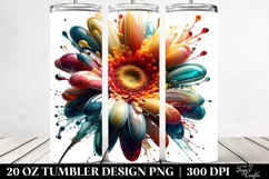 20 Oz Tumbler Sublimation | Glossy Gerbera with Abstract Product Image 2