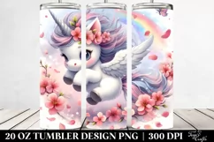 Cute Baby Unicorn Tumbling with Spring Petals | 20 oz Product Image 2