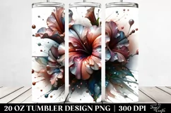 Glossy Petunia Watercolor Splash | 20 oz Tumbler Product Image 2