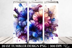 Glossy Petunia Watercolor Splash | 20 oz Tumbler Product Image 2
