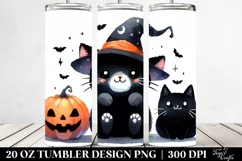 Simple Funny Halloween Clipart with Black Cat 20 Oz Tumbler Product Image 2