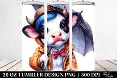 Modest Baby Cow with Raincoat and Umbrella 20 Oz Tumbler Product Image 2