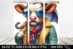 Modest Baby Cow with Raincoat and Umbrella 20 Oz Tumbler Product Image 2