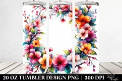 20 Oz Tumbler Sublimation | Colorful Cherry Blossom Text Product Image 2