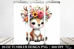 Cute Deer with Flower Crown 20 Oz Tumbler Product Image 2