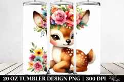 Cute Deer with Flower Crown 20 Oz Tumbler Product Image 2