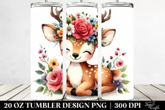 Cute Deer with Flower Crown 20 Oz Tumbler Product Image 2