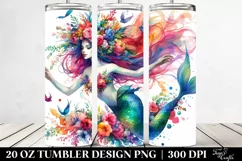 Running Floral Wreath Mermaid | 20 oz Tumbler Product Image 2
