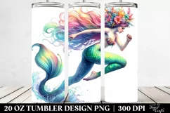 Running Floral Wreath Mermaid | 20 oz Tumbler Product Image 2