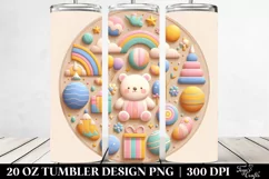 Colorful Bear in 3D Scene, Transparent 20 Oz Tumbler Product Image 2