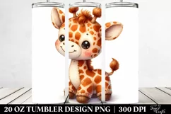 Vibrant Watercolor Giraffe Baby Macaw | 20 Oz Tumbler Product Image 2