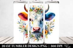 Colorful Watercolor Cow | 20 Oz Tumbler Product Image 2