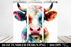Colorful Watercolor Cow | 20 oz Tumbler Product Image 2