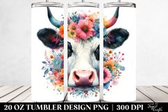 Colorful Watercolor Cow | 20 Oz Tumbler Product Image 2