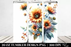 Washed Watercolor Sunflower Glossy Petals 20 oz Tumbler Product Image 2