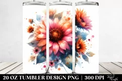 Washed Watercolor Sunflower Glossy Petals 20 oz Tumbler Product Image 2