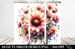 Washed Watercolor Sunflower Glossy Petals 20 oz Tumbler Product Image 2