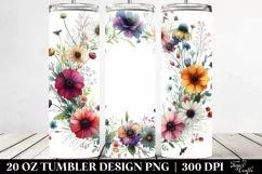 Watercolor Wild Flowers Colorful Frame | 20 oz Tumbler Product Image 2