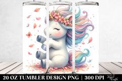 20 Oz Tumbler Sublimation | Cute Baby Unicorn with Spring Product Image 2