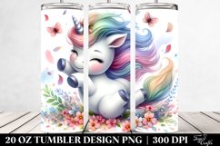 20 Oz Tumbler Sublimation | Cute Baby Unicorn with Spring Product Image 2