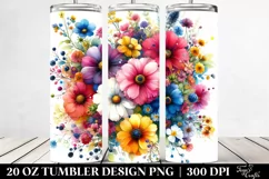 Vibrant Flower Watercolor Drawing | 20 oz Tumbler Product Image 2