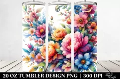 Watercolor Vibrant Drawing with Flowers | 20 oz Tumbler Product Image 2