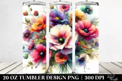 Watercolor Vibrant Drawing with Flowers | 20 oz Tumbler Product Image 2