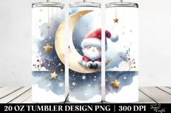 cute Santa on Moon 20 oz Tumbler Product Image 2