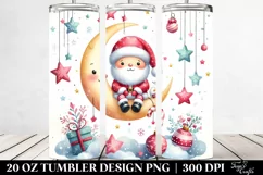 cute Santa on Moon 20 oz Tumbler Product Image 2
