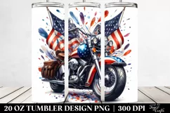 Vintage Motorcycle with Confetti and USA Flag Colors | 20 oz Product Image 2