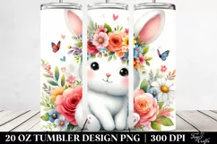 Cute Cartoon Bunny Flower | 20 oz Tumbler Product Image 2
