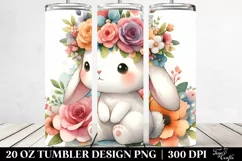 Cute Cartoon Bunny Flower | 20 oz Tumbler Product Image 2