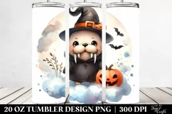 Cute Baby Walrus in Halloween Cloud 20 Oz Tumbler Product Image 2