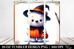 Cute Baby Polar Bear in Halloween Moon 20 Oz Tumbler Product Image 2