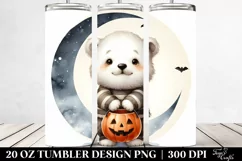Cute Baby Polar Bear in Halloween Moon 20 Oz Tumbler Product Image 2